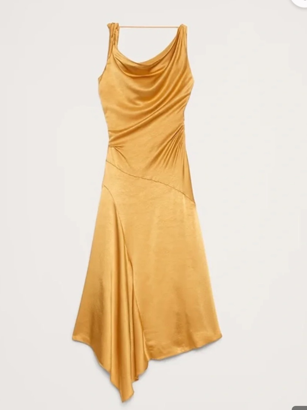 NWT! BANANA REPUBLIC HAMMERED SATIN TWIST-SHOULDER DRESS 861989